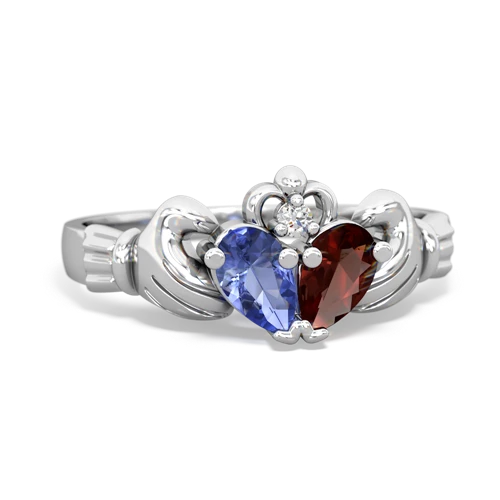 tanzanite-garnet claddagh ring