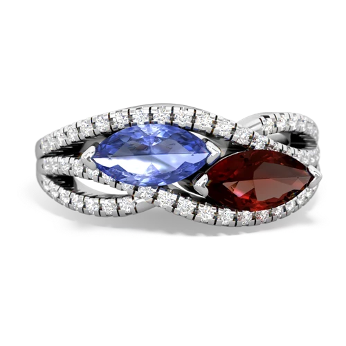 tanzanite-garnet double heart ring