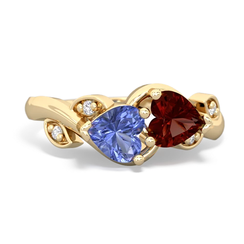 tanzanite-garnet floral keepsake ring