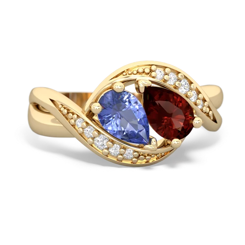 tanzanite-garnet keepsake curls ring