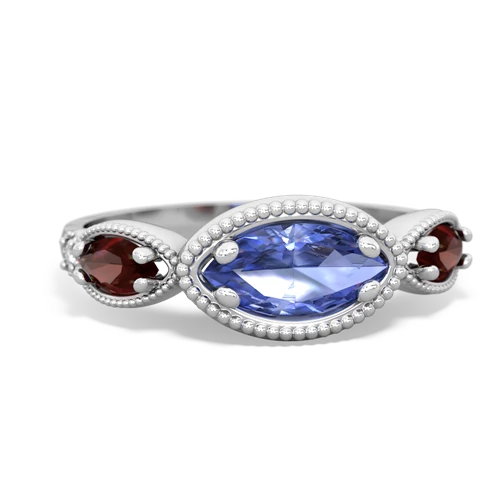 tanzanite-garnet milgrain marquise ring