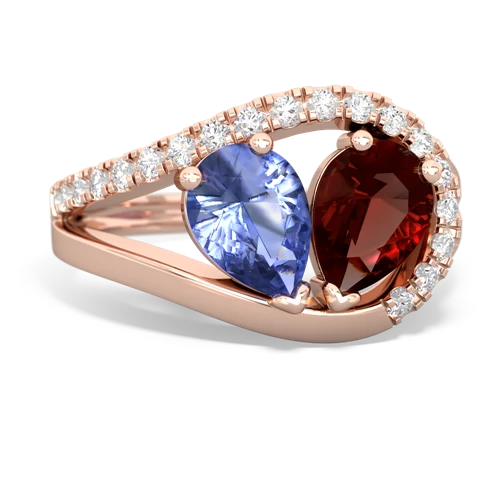 tanzanite-garnet pave heart ring