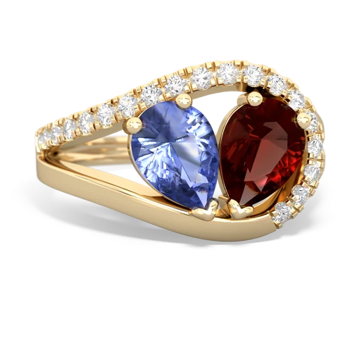 tanzanite-garnet pave heart ring