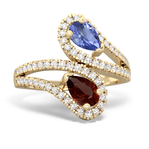 tanzanite-garnet pave swirls ring