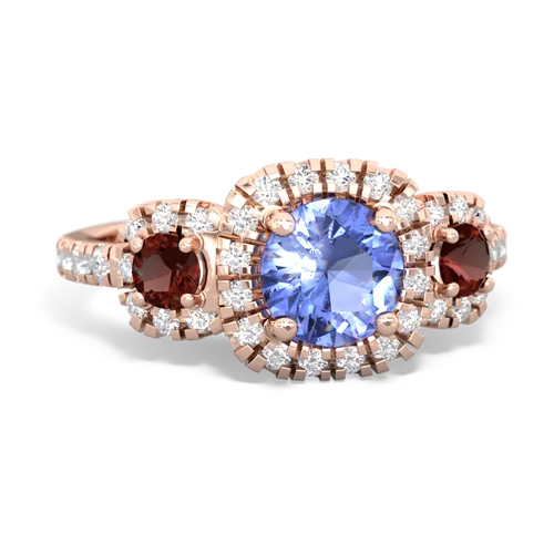 tanzanite-garnet three stone regal ring