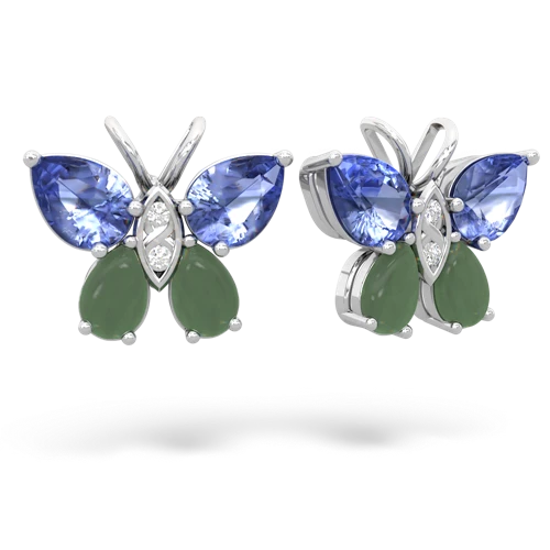 tanzanite-jade butterfly earrings