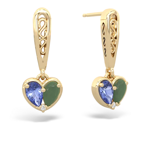 tanzanite-jade filligree earrings