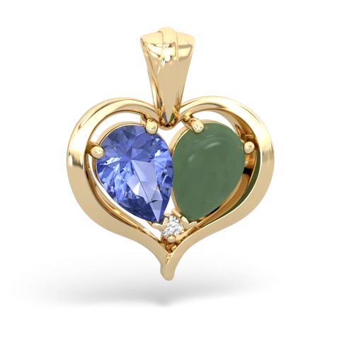 tanzanite-jade half heart whole pendant