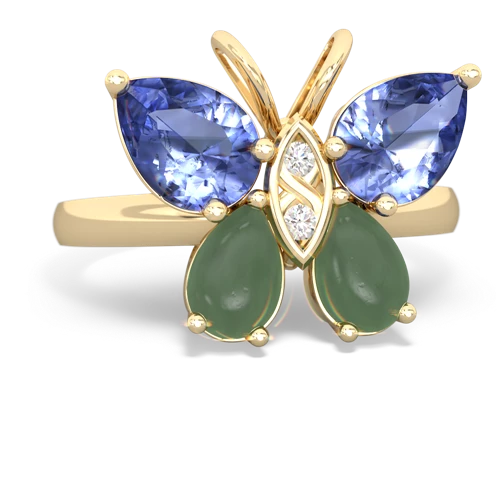 tanzanite-jade butterfly ring