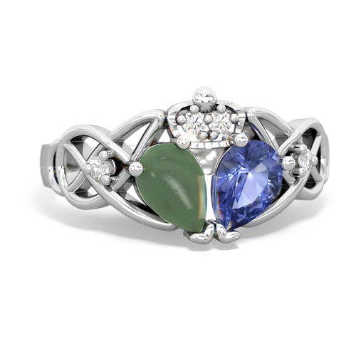 tanzanite-jade claddagh ring