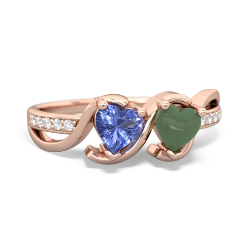 tanzanite-jade double heart ring