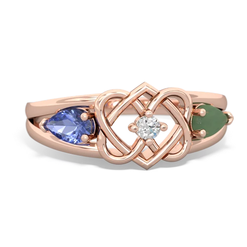 tanzanite-jade double heart ring