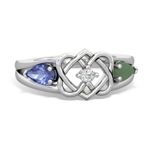 tanzanite-jade double heart ring