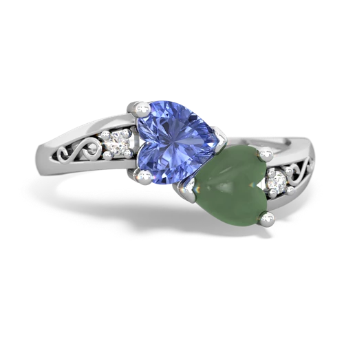 tanzanite-jade filligree ring