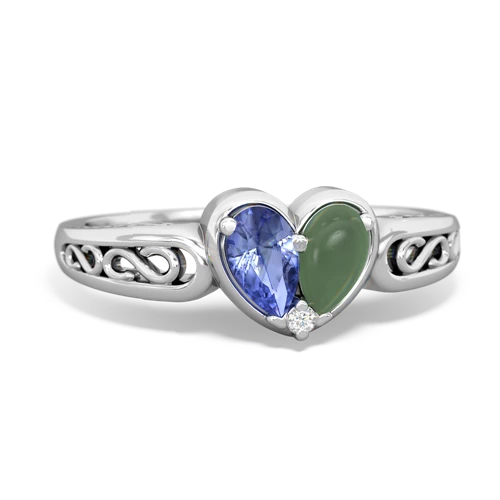tanzanite-jade filligree ring