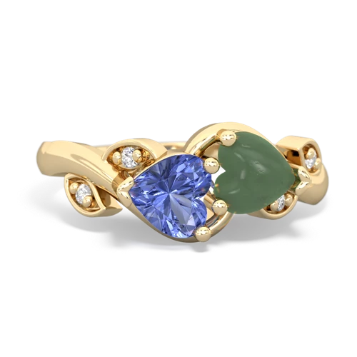 tanzanite-jade floral keepsake ring