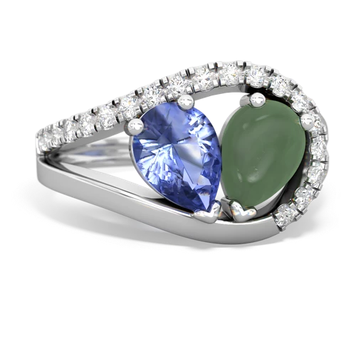 tanzanite-jade pave heart ring