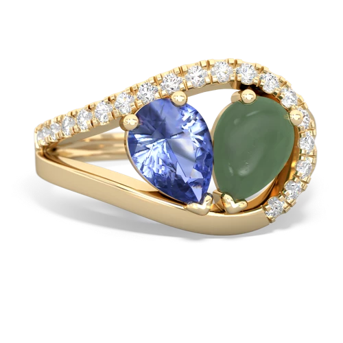 tanzanite-jade pave heart ring