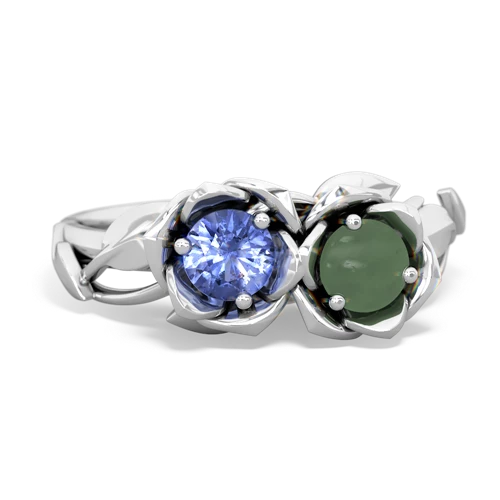 tanzanite-jade roses ring