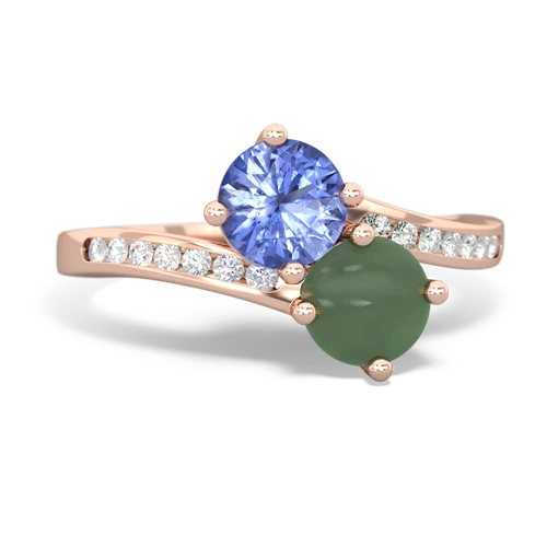 tanzanite-jade two stone channel ring