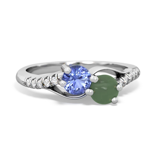 tanzanite-jade two stone infinity ring