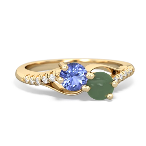 tanzanite-jade two stone infinity ring