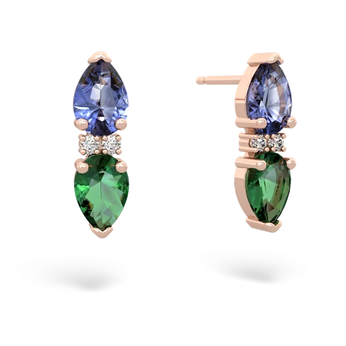 tanzanite-lab emerald bowtie earrings