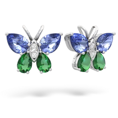 tanzanite-lab emerald butterfly earrings