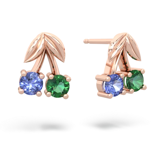 tanzanite-lab emerald cherries earrings
