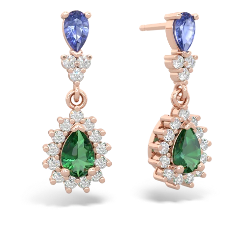 tanzanite-lab emerald dangle earrings