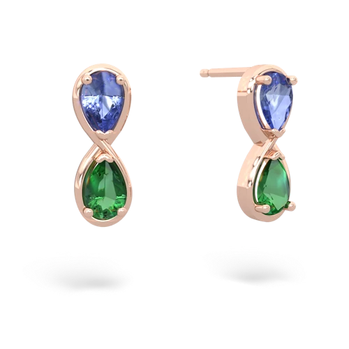 tanzanite-lab emerald infinity earrings