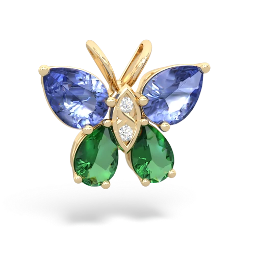 tanzanite-lab emerald butterfly pendant