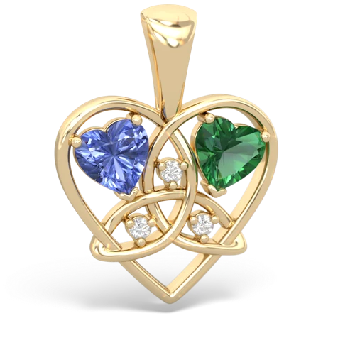 tanzanite-lab emerald celtic heart pendant