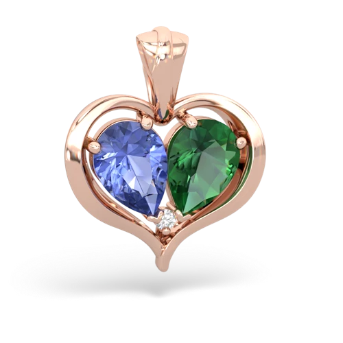 tanzanite-lab emerald half heart whole pendant
