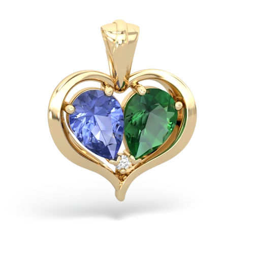 tanzanite-lab emerald half heart whole pendant