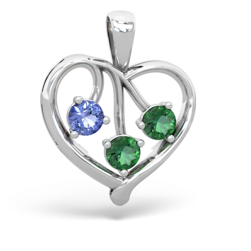 Tanzanite Genuine Tanzanite with Lab Created Emerald and Genuine Aquamarine Glowing Heart pendant Pendant