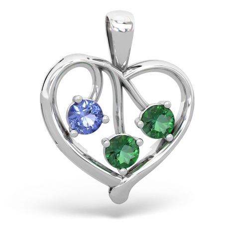 tanzanite-lab emerald love heart pendant