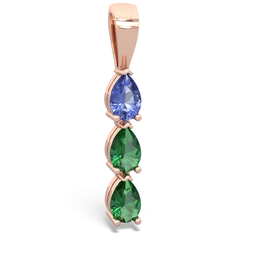 tanzanite-lab emerald three stone pendant