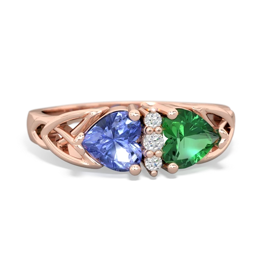 tanzanite-lab emerald celtic ring