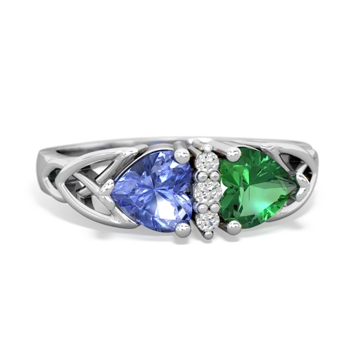 tanzanite-lab emerald celtic ring