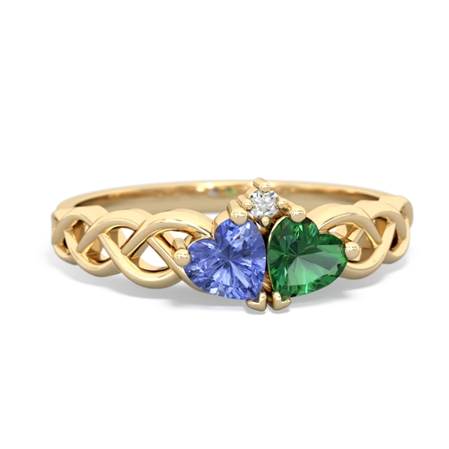 tanzanite-lab emerald celtic braid ring