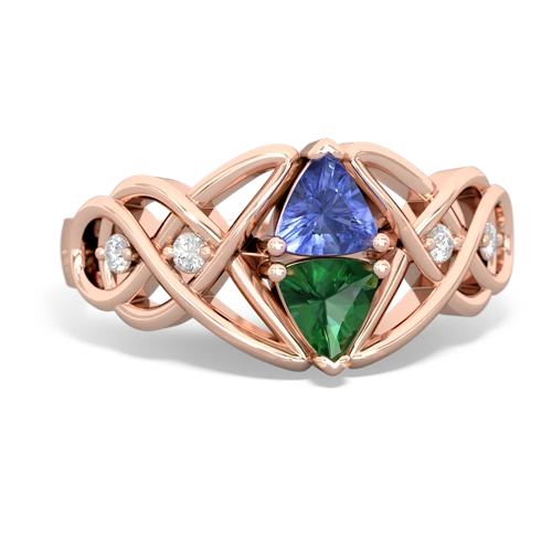 tanzanite-lab emerald celtic knot ring