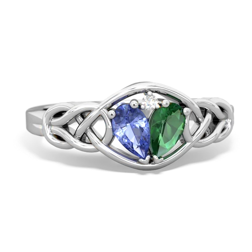 tanzanite-lab emerald celtic knot ring