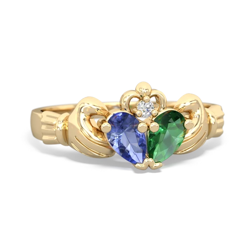 tanzanite-lab emerald claddagh ring
