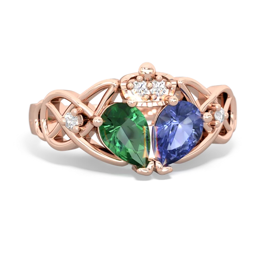 tanzanite-lab emerald claddagh ring