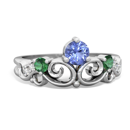 tanzanite-lab emerald crown keepsake ring