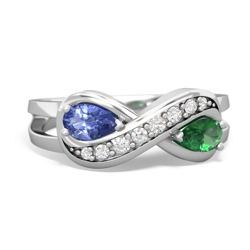 tanzanite-lab emerald diamond infinity ring