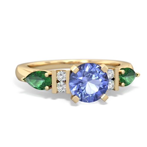 Tanzanite Genuine Tanzanite with Lab Created Emerald and Genuine Aquamarine Engagement ring Ring