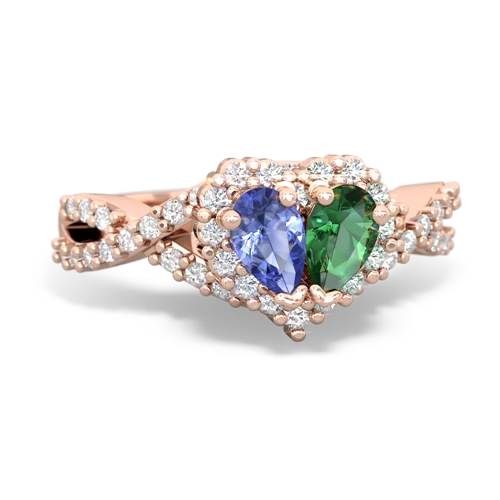 tanzanite-lab emerald engagement ring