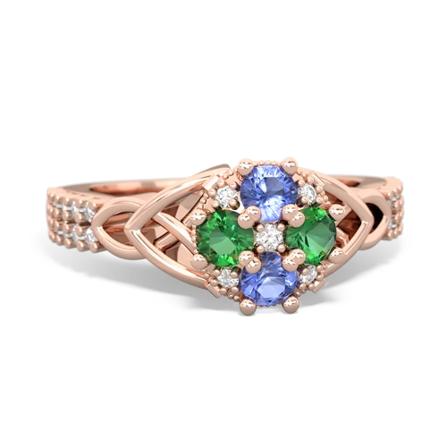 tanzanite-lab emerald engagement ring